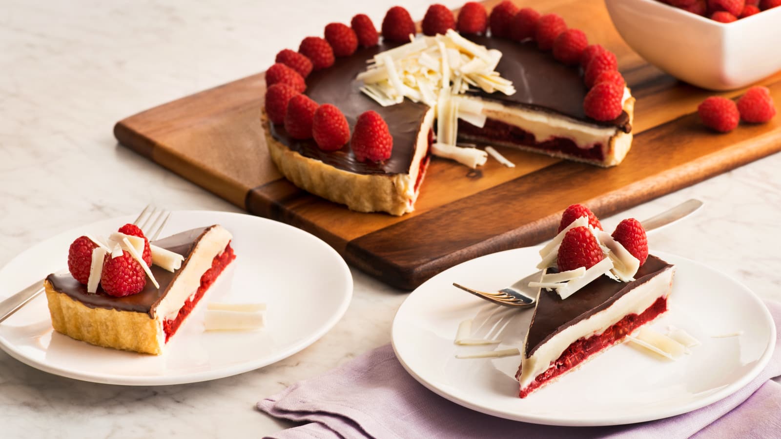 White and Dark Chocolate Raspberry Tart-093