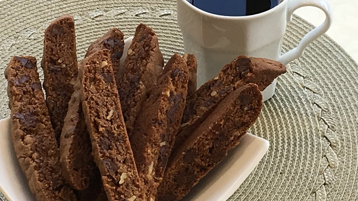 Dark Cocoa Fig and Walnut Apricot Orange Biscotti