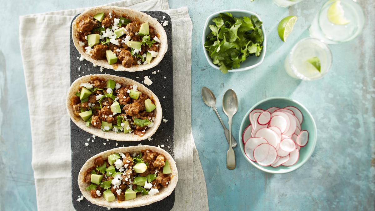 Beef and Avocado Whole Wheat Taco Boats