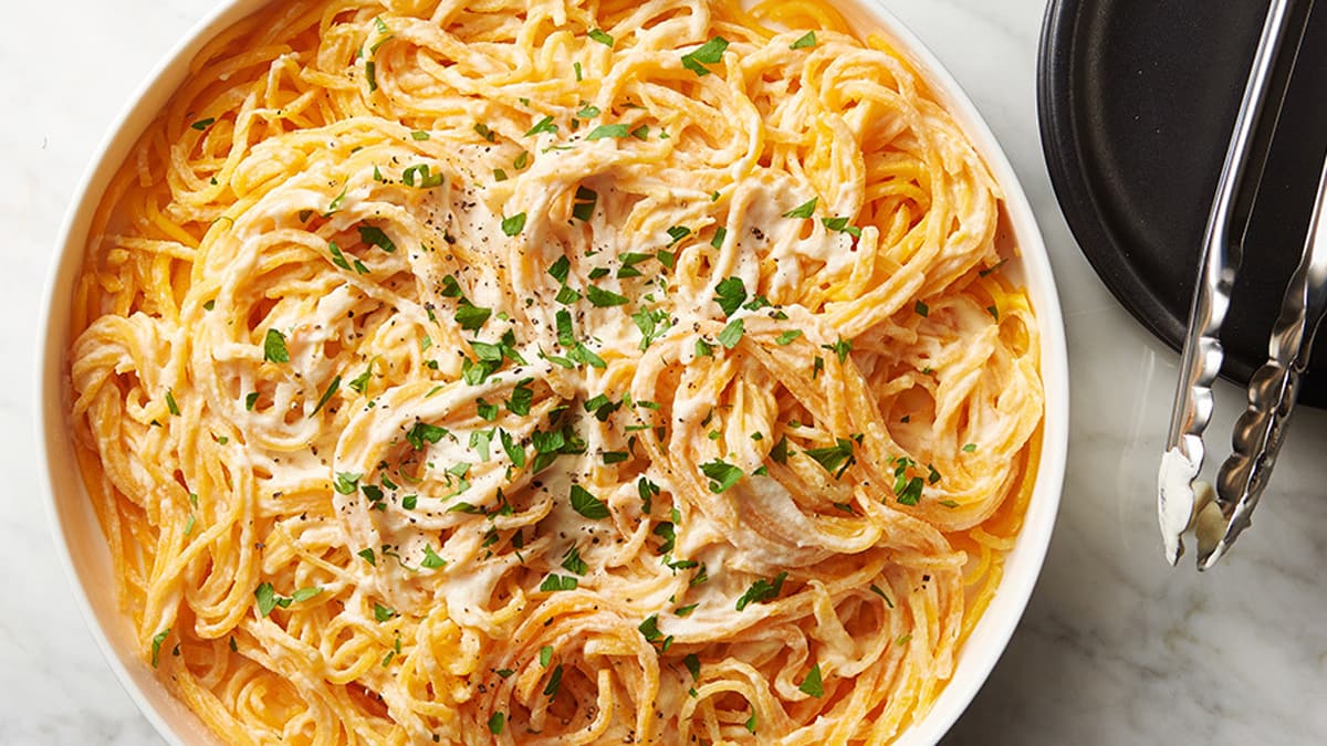 Butternut Squash Noodles with Cauliflower Alfredo