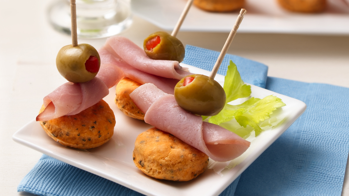 Olive And Ham Appetizer Stacks