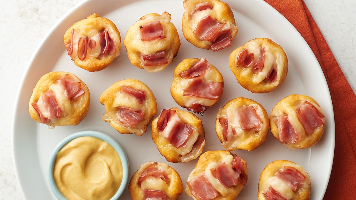 Sweet Honey Ham and Swiss Hasselback Bites