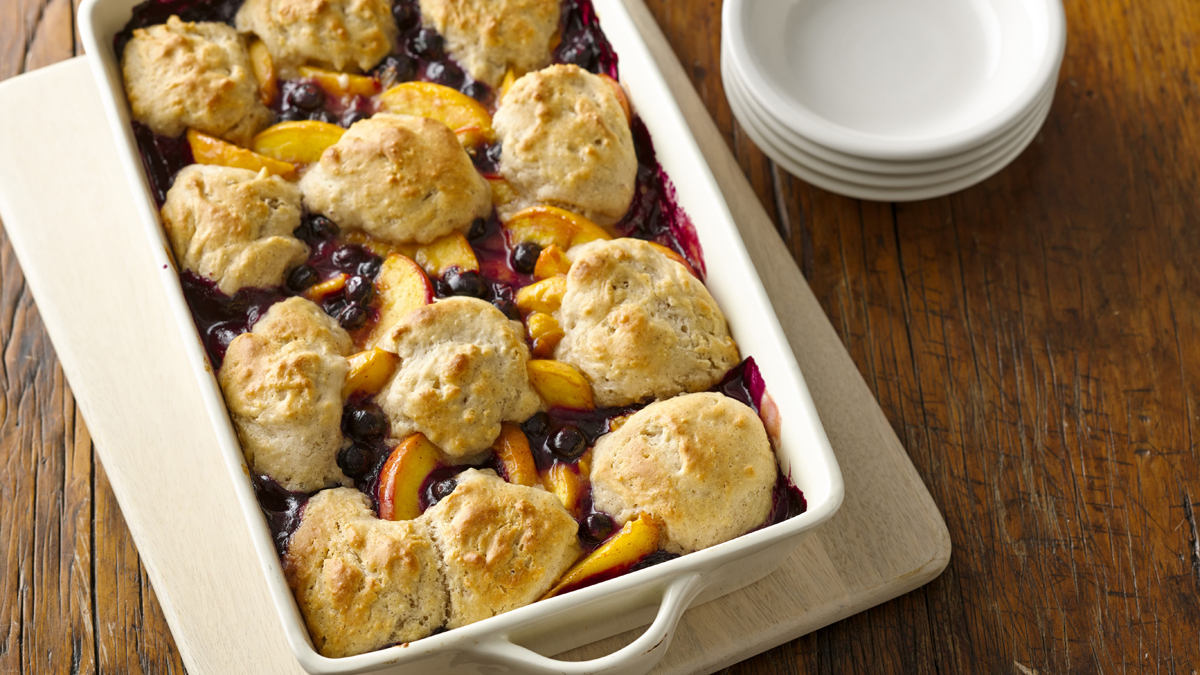 Blueberry-Peach Cobbler with Walnut Biscuits