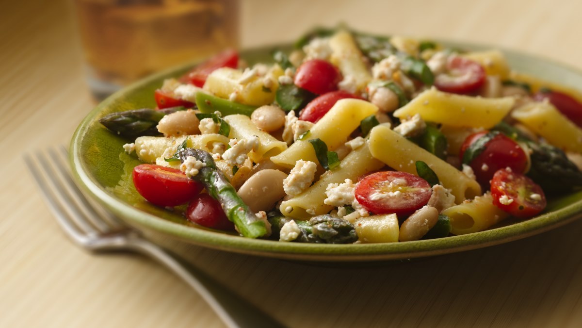 Gluten Free Basil Penne with Asparagus and Feta