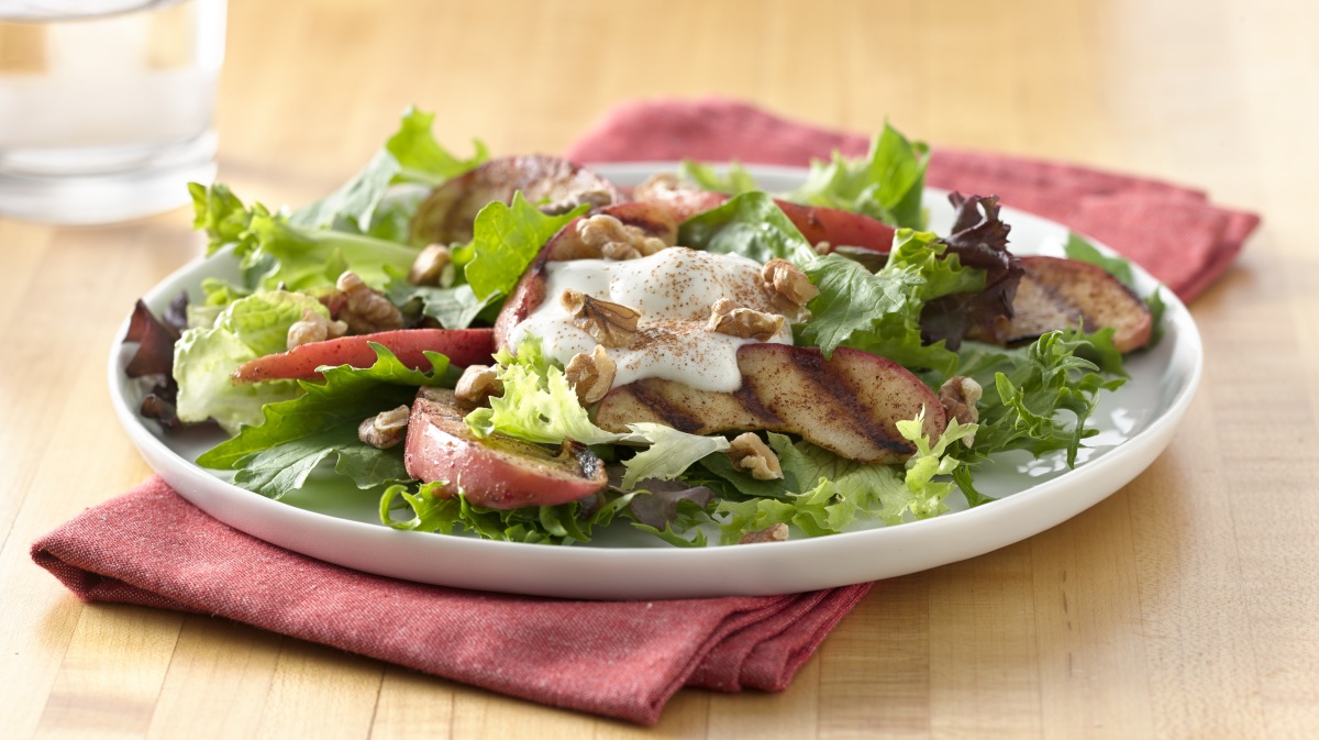 Grilled Apple Salad with Vanilla Yogurt