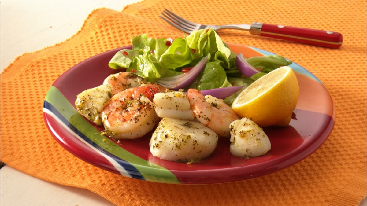 Grilled Lemon-Pesto Shrimp and Scallops