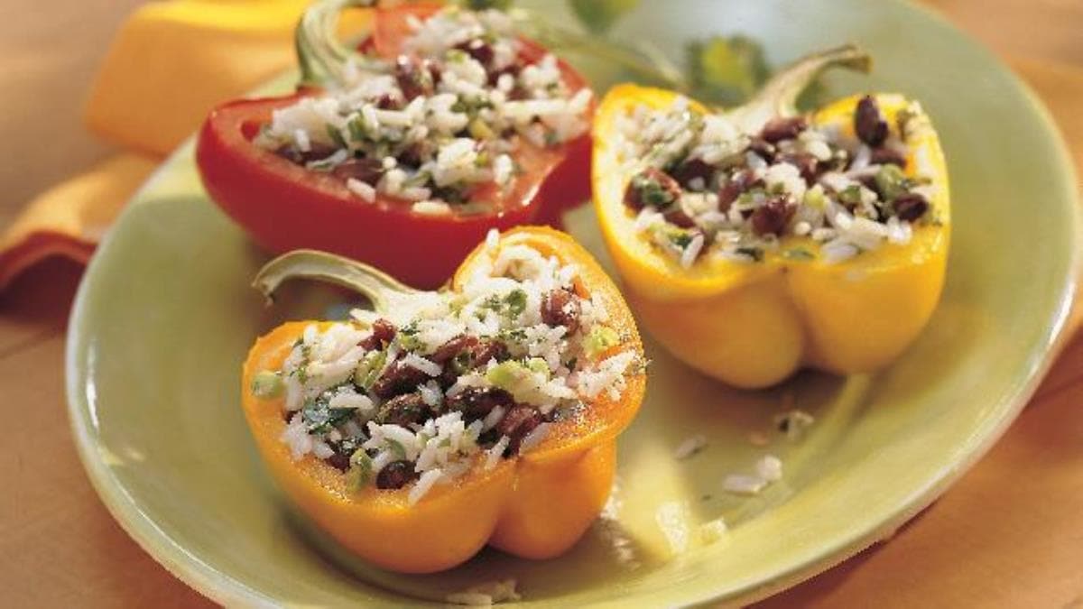 Grilled Black Bean and Rice-Stuffed Peppers