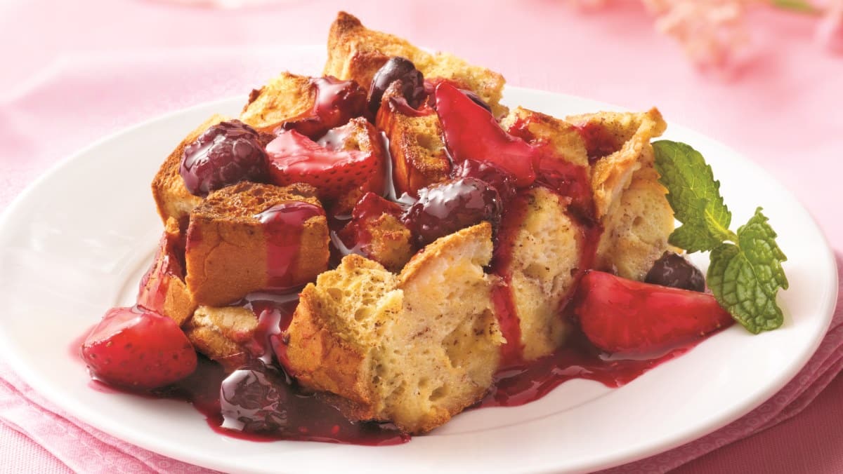 Overnight French Toast Bake with Berry Topping