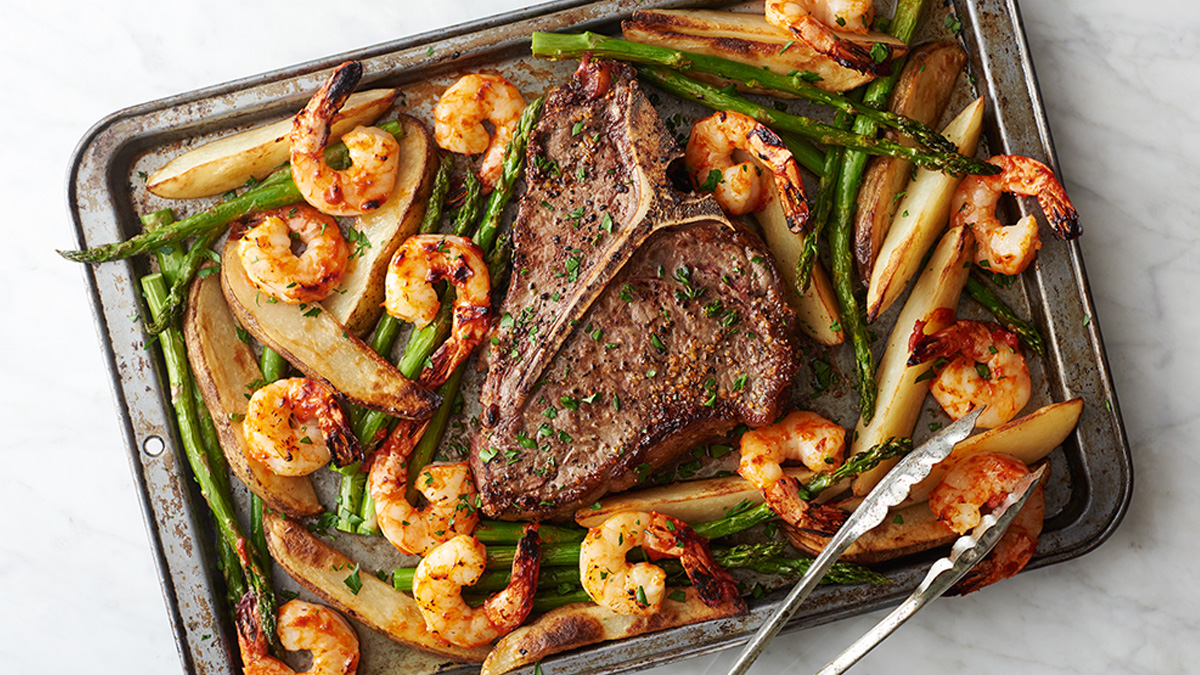 Sheet-Pan Surf and Turf