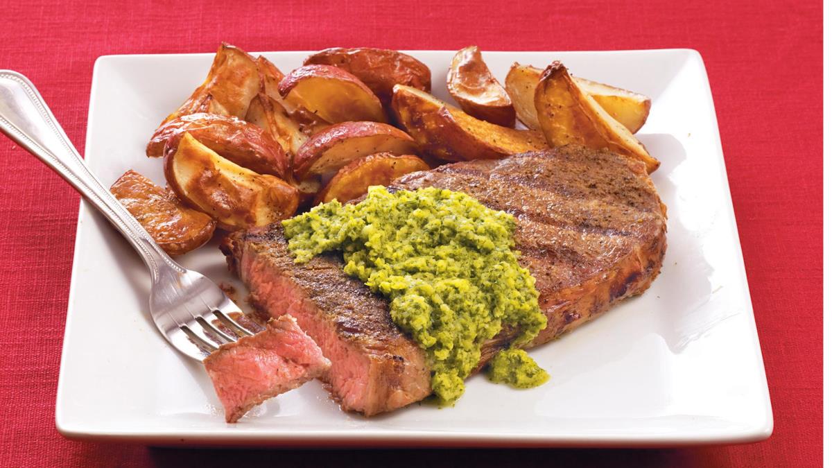 Sirloin Steaks with Cilantro Chimichurri