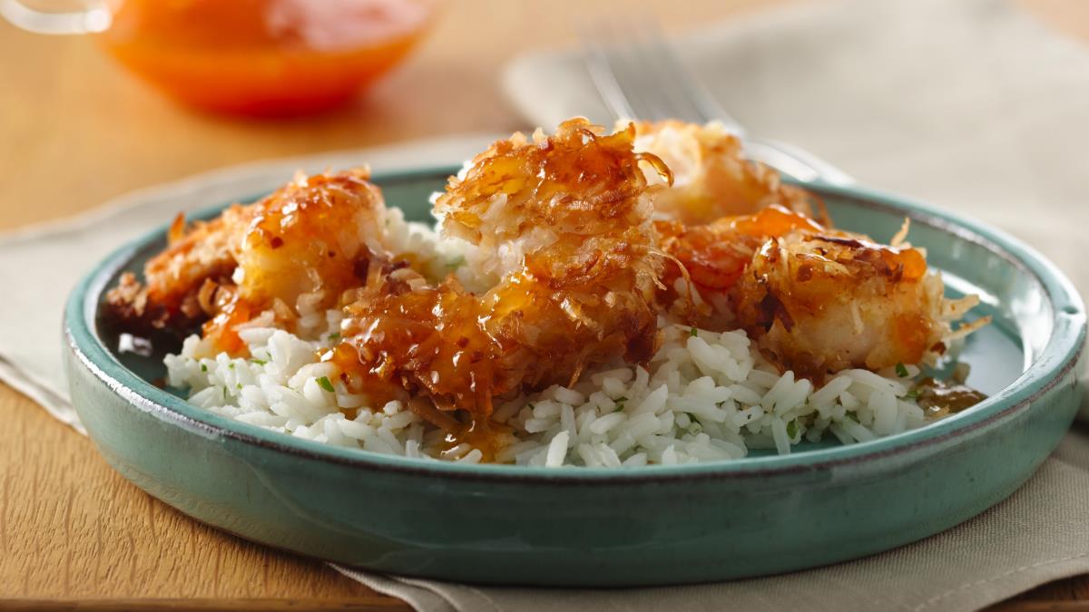 Skillet Coconut Shrimp with Apricot Sauce