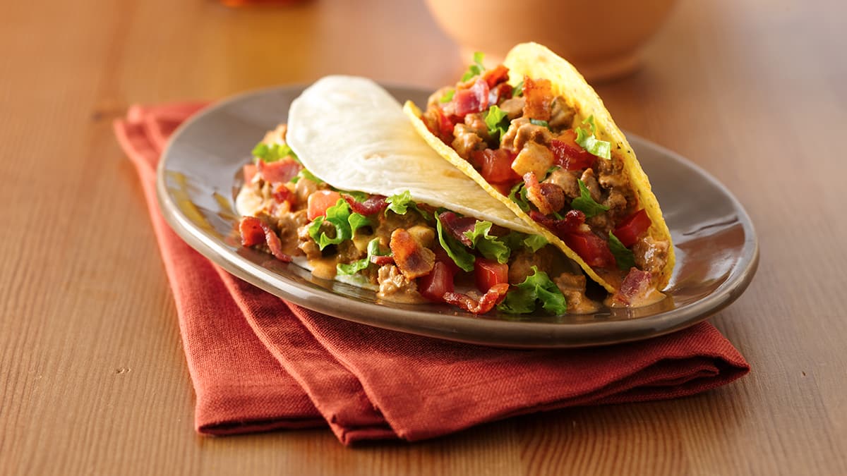 Tacos au bacon et au fromage