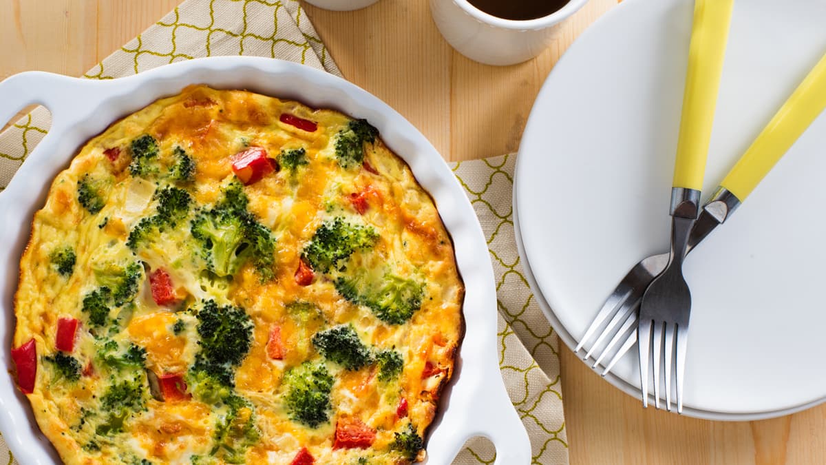 Impossibly Easy Broccoli and Red Pepper Pie