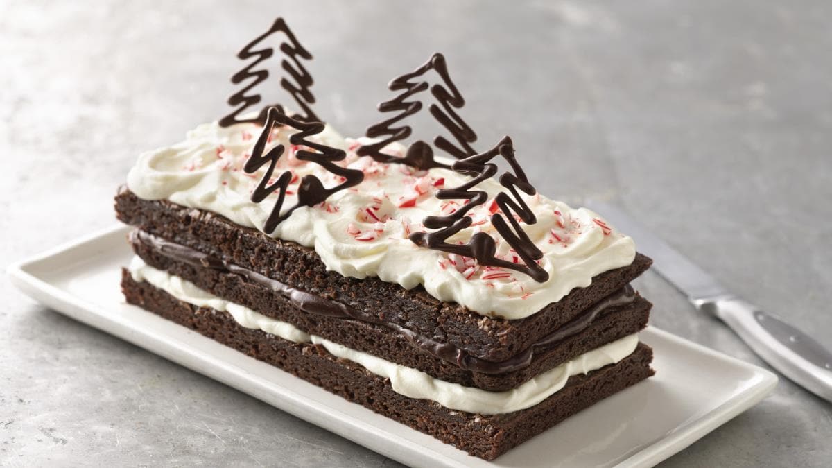 Peppermint Cream Brownie Torte