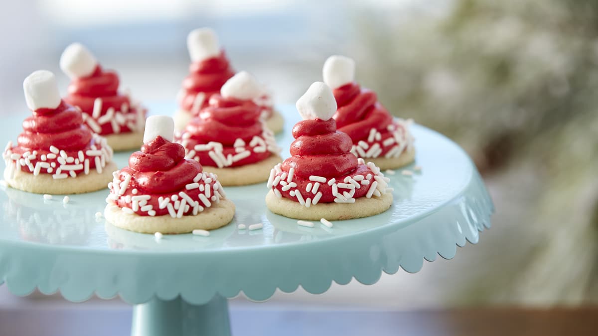 Biscuits en forme de chapeau de père Noël